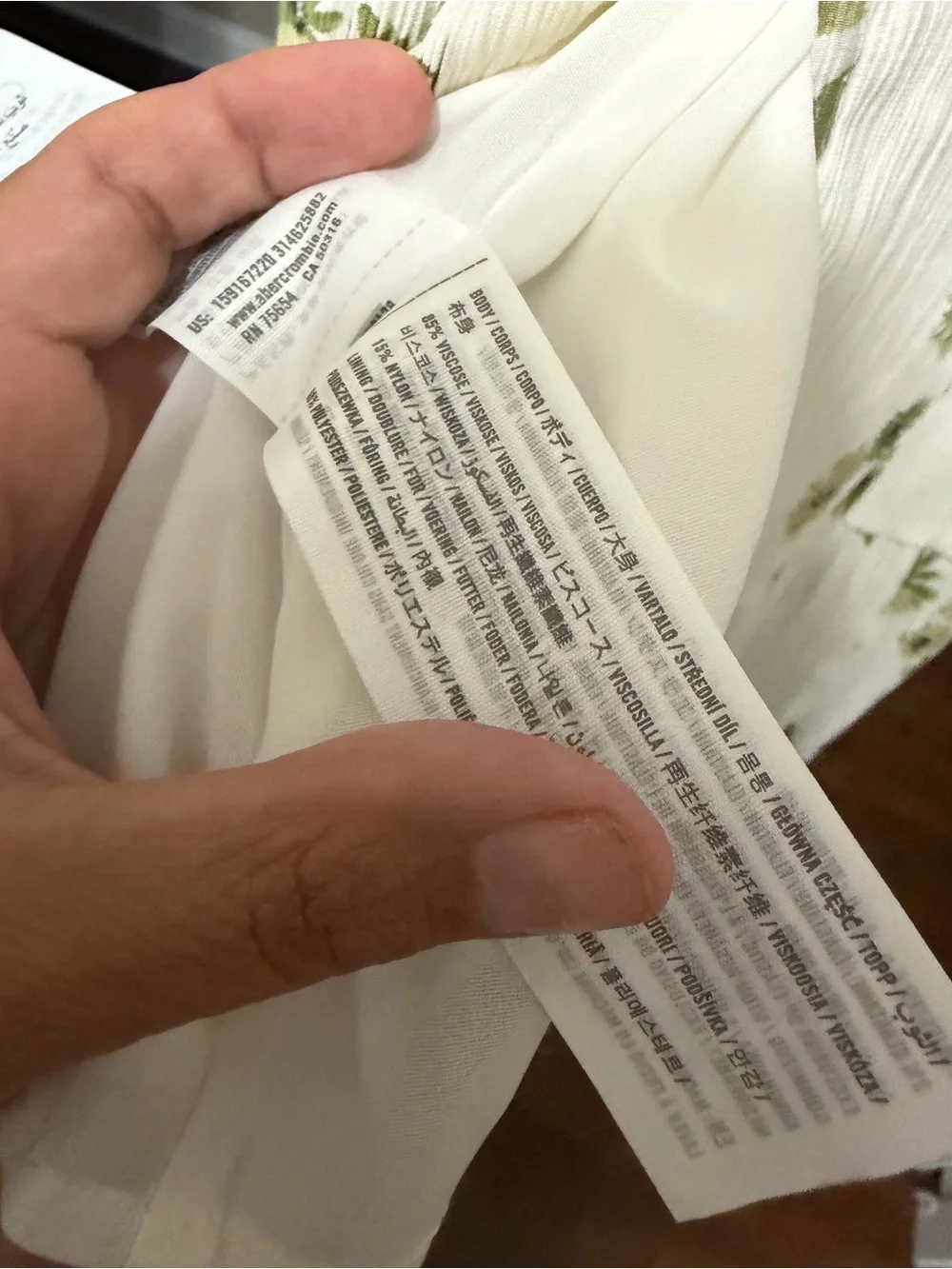 Abercrombie & Fitch White Maxi Dress with Green Floral Accents